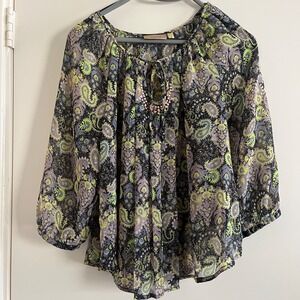 Princess Vera Wong Paisley Sheer Top Medium Boho Peasant Whimsical Fairy Forest